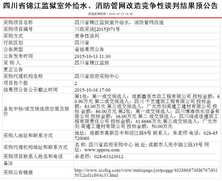 恭賀我公司中標四川省錦江監(jiān)獄室外給水、消防管網(wǎng)改造項目